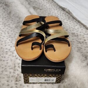 Charles by Charles David Gold and Black Strappy Sandals